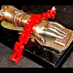 Carved red jade bracelet. Jadeite fine jade